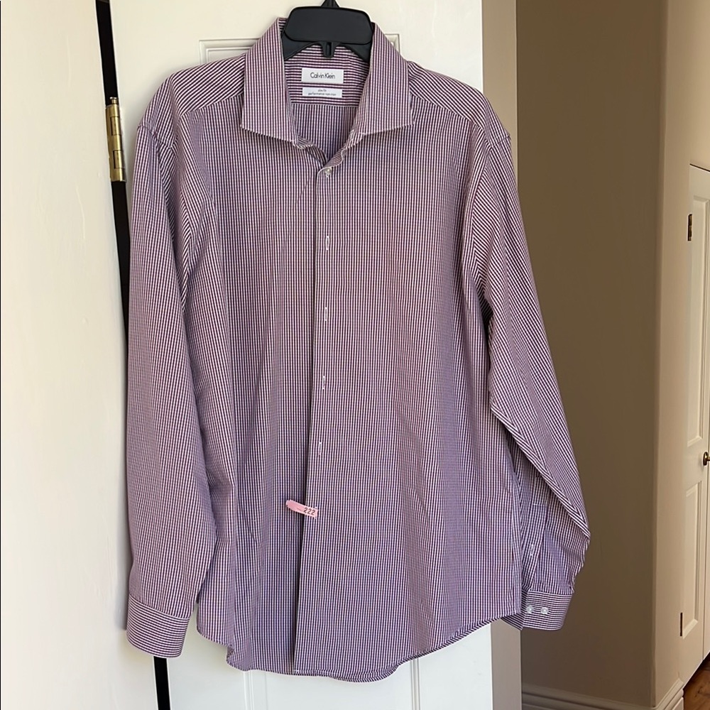 Calvin Klein Slim Fit Dress Shirt Crisp Professional Style Sz-17.5/34-35